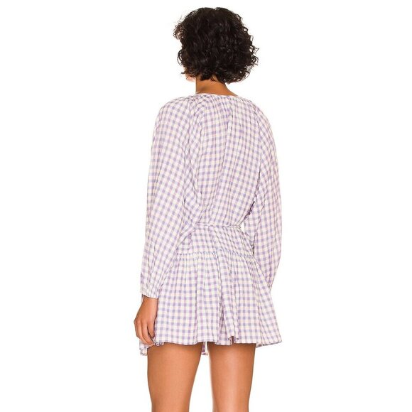 L*Space Vida Mini Dress Size XS Purple Park Slope Gingham Button-Up Swim Coverup - Picture 16 of 16